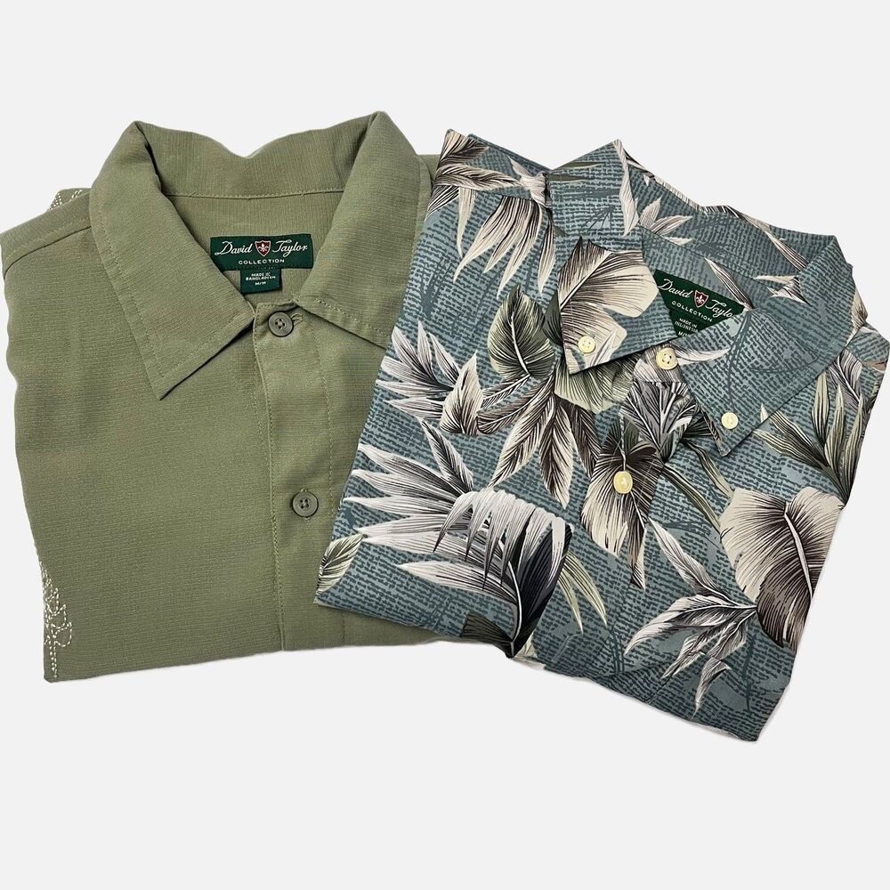 Lot Of 2 David Taylor Collection Hawaiian Shirts Short Sleeve Size Medium